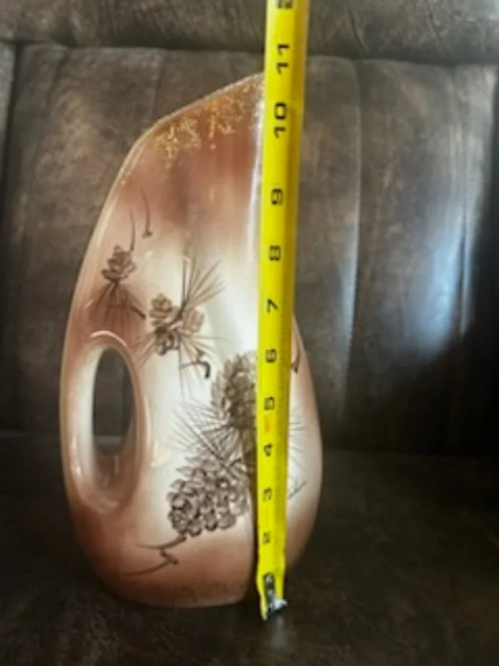 Vintage Rymes Ceramics Hand Painted Pine Cone Motif Pitcher